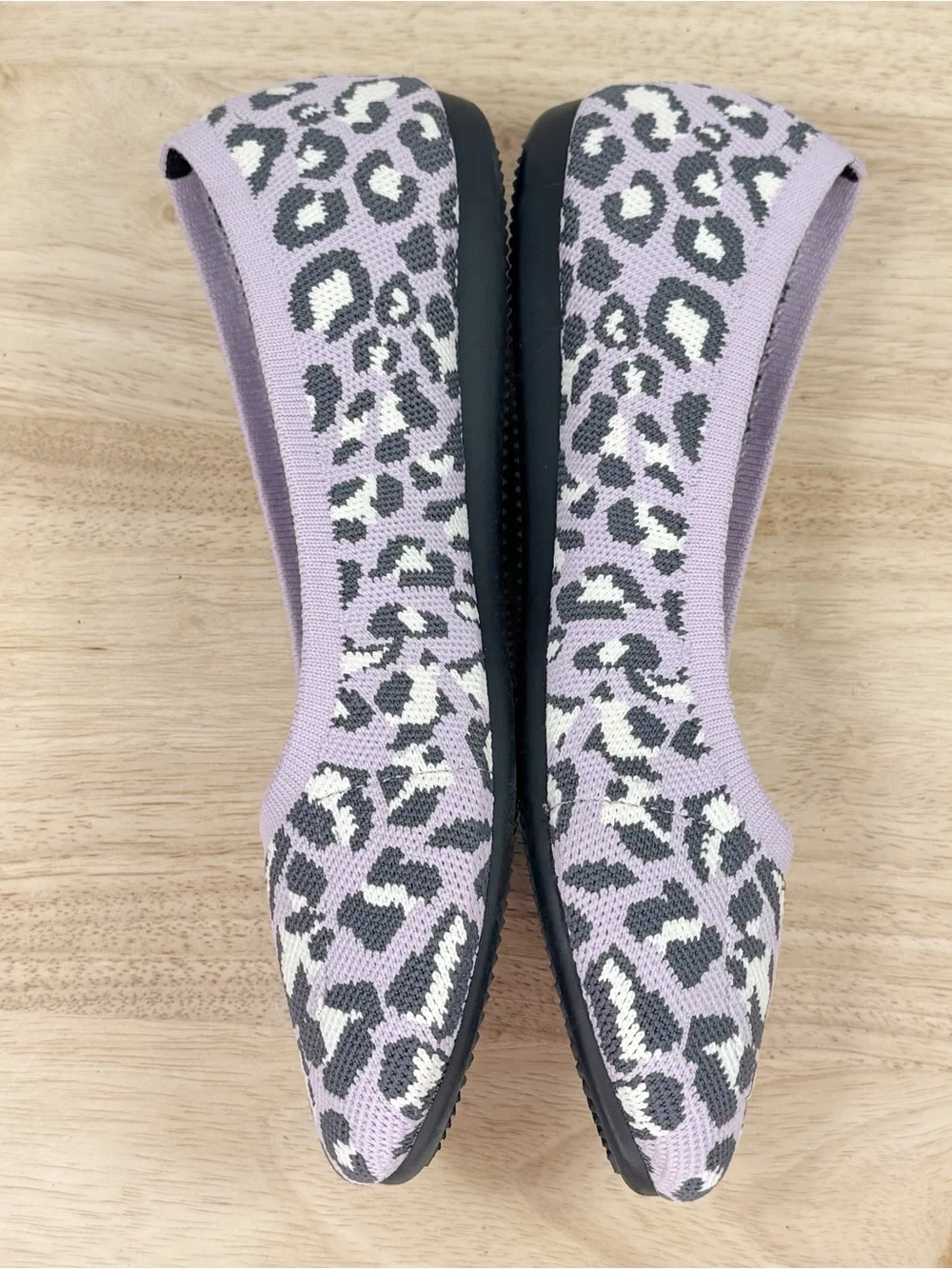 Steven Steve Madden Leopard Print Knit Ballet Flats Lilac Purple Size 8